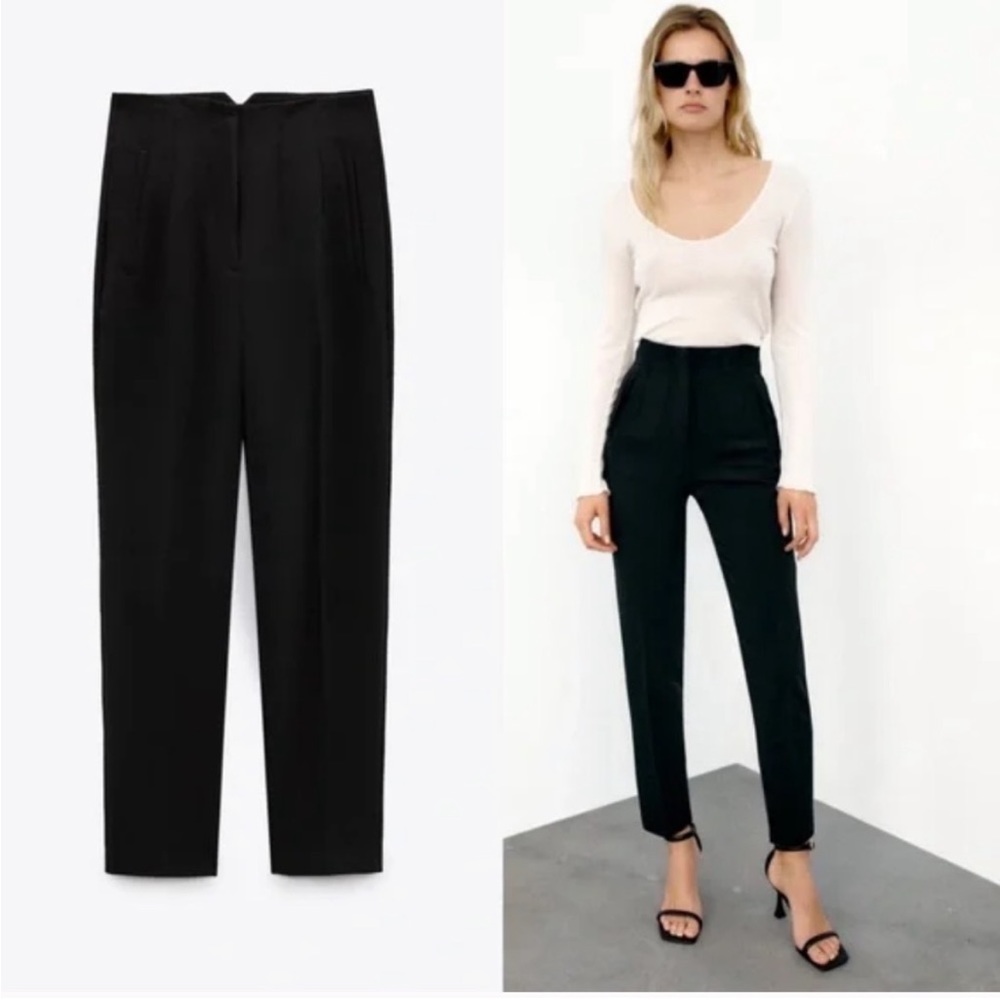 ZARA BLOGGERS FAV HIGH WAISTED TROUSERS BLACK
